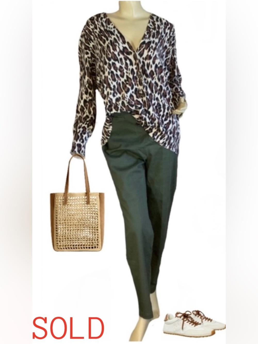 GRACE ELEMENTS CREAM, BROWN & BLACK ANIMAL PRINT KNIT CARDIGAN (XXL)